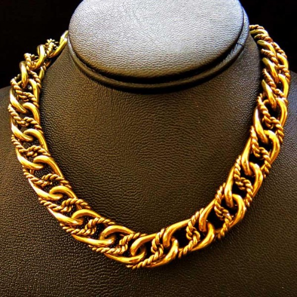 Artistic Brass Link Necklace