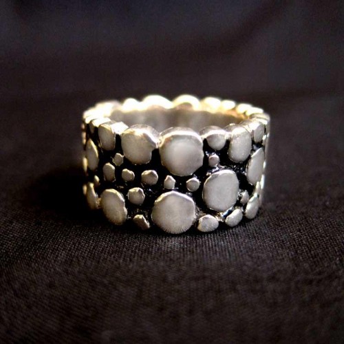 Artistic Silver Granule Ring 02