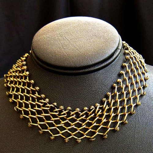 Artistic Brass Net Necklace