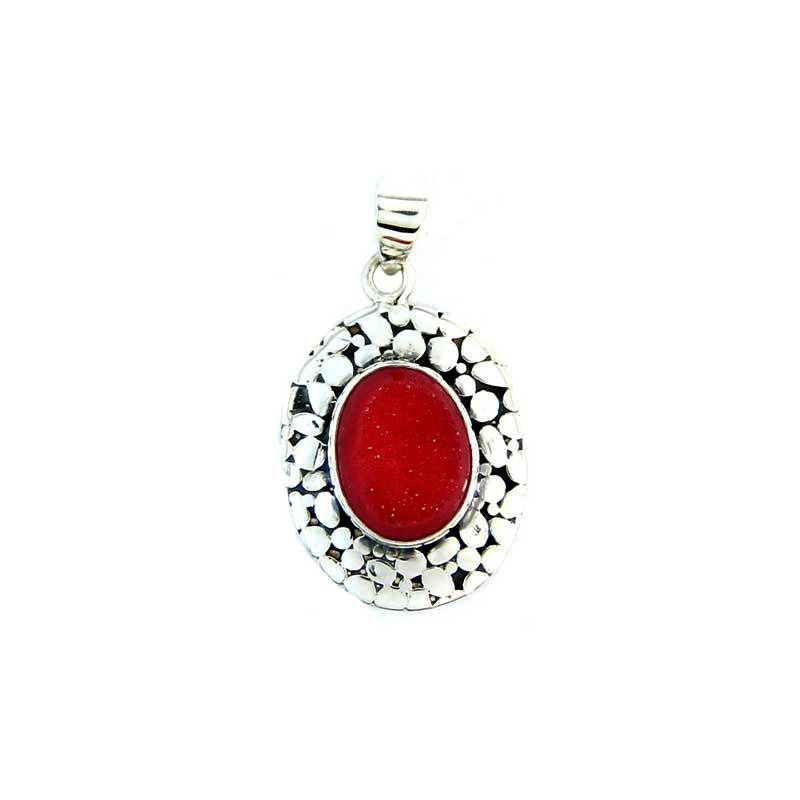 Armadillo Druzy Red Oval 2000-1898 — Handcrafted 925 Sterling Silver Jewelry by Artistica