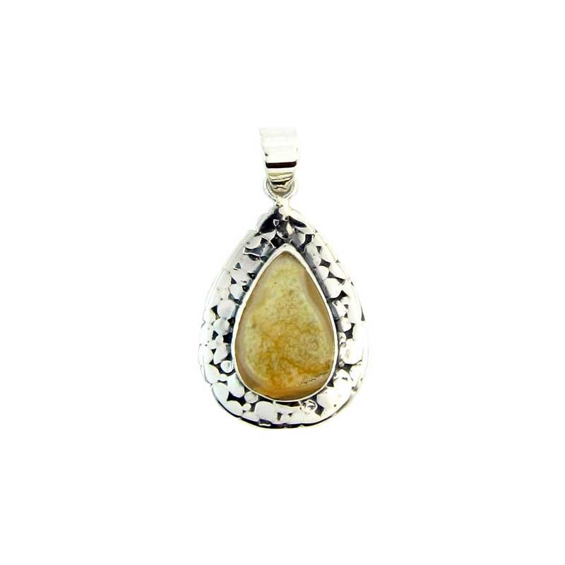 Armadillo Druzy Orange Pear  2000-1898 — Handcrafted 925 Sterling Silver Jewelry by Artistica