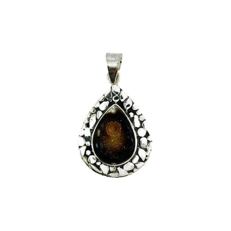 Armadillo Druzy Black Pear 2000-1898 — Handcrafted 925 Sterling Silver Jewelry by Artistica